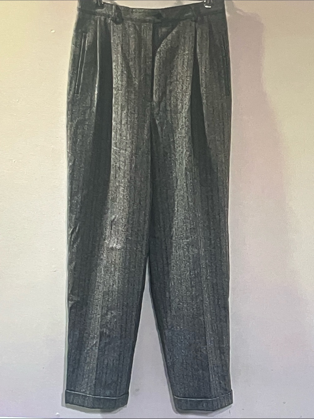 Ralph Lauren Metallic Charcoal Pleated Trousers